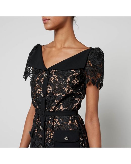 Self-Portrait Black Guipure Lace Mini Dress