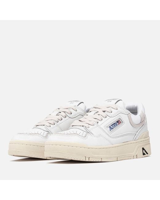 Autry White Clc Leather And Suede Court Trainers