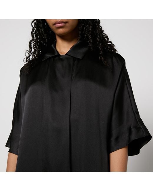 Anine Bing Black Julia Silk-Blend Satin Midi Dress