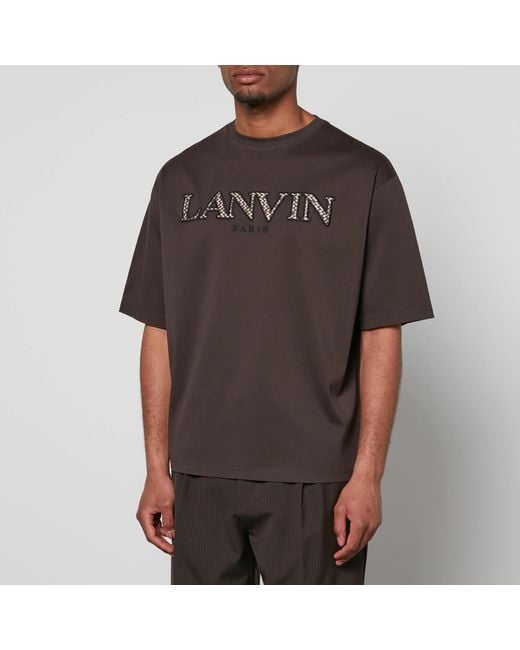 Lanvin Brown Curb Logo Cotton-jersey T-shirt for men