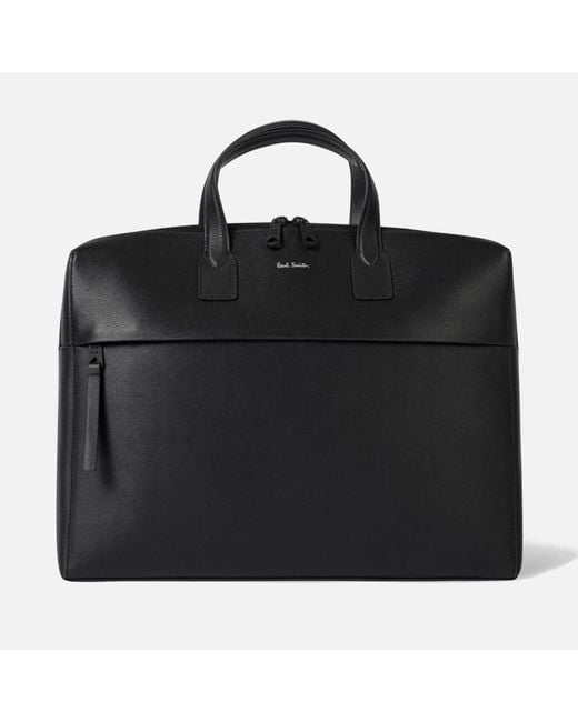 Paul Smith Black Slim Folio Emblem Leather Bag for men