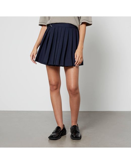 AMI Blue Wool Pleated Mini Skirt
