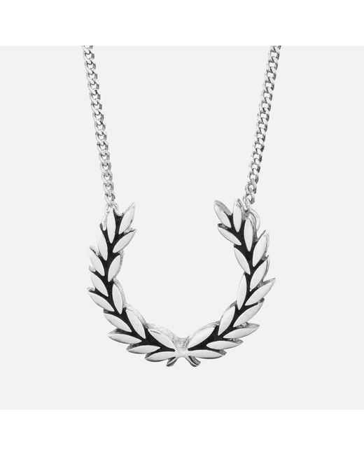 Fred Perry Metallic Laurel Wreath Silver-tone Necklace for men