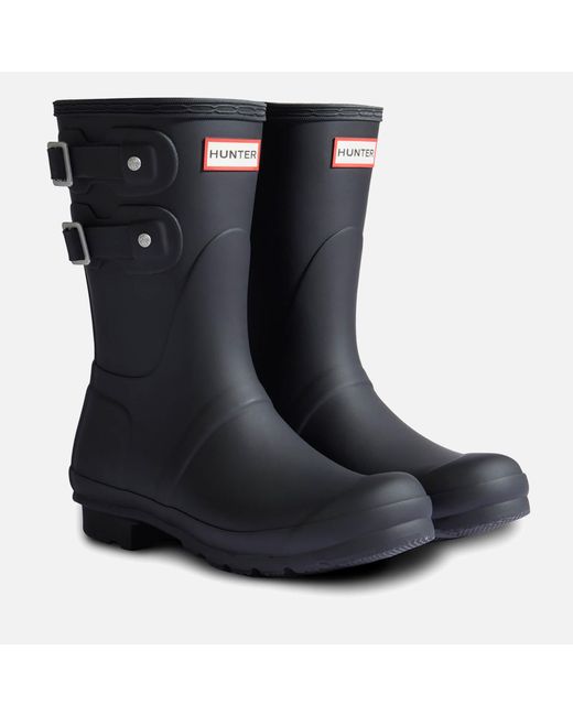 Hunter Black Original Short Multi Buckle Rubber Wellies