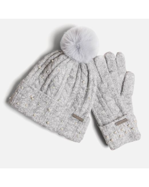 Ted Baker Gray Kerriie Hat And Gloves Set