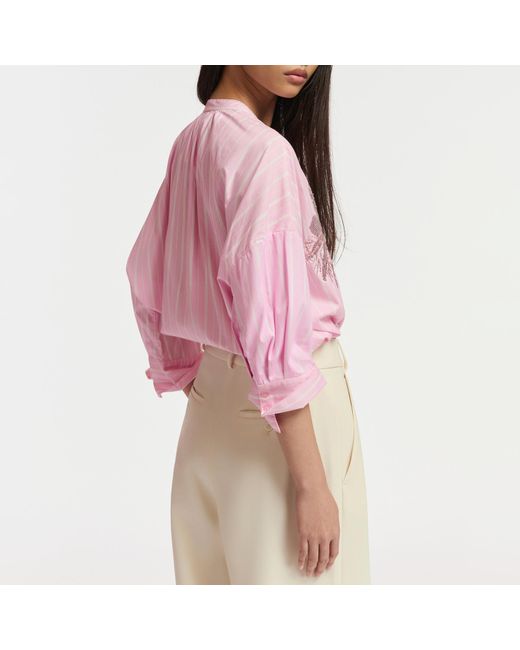 Essentiel Antwerp Pink Fergana Embellished Cotton-Poplin Shirt