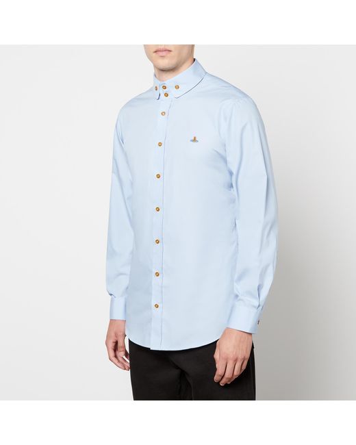 Vivienne Westwood Blue Krall Button-Down Collar Organic Cotton-Poplin Shirt for men
