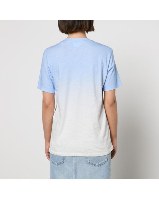 Isabel Marant Blue Zewel Flocked Logo Cotton-Jersey T-Shirt