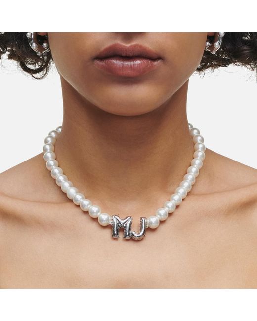 Marc Jacobs White Balloon Faux Pearl Silver-plated Necklace