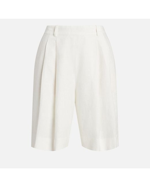 Polo Ralph Lauren White Linen-blend High-waisted Shorts