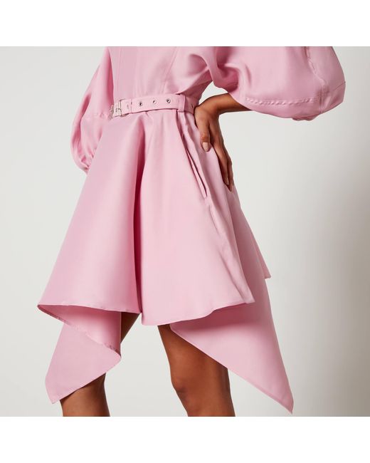 Marques'Almeida Pink Balloon Sleeve Silk-Blend Taffeta Dress