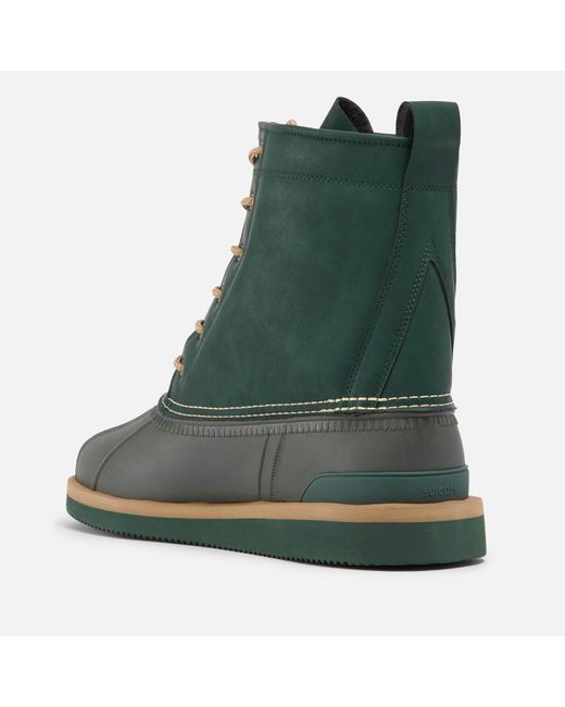 Suicoke Green Alal-Wpab Faux Leather Boots for men