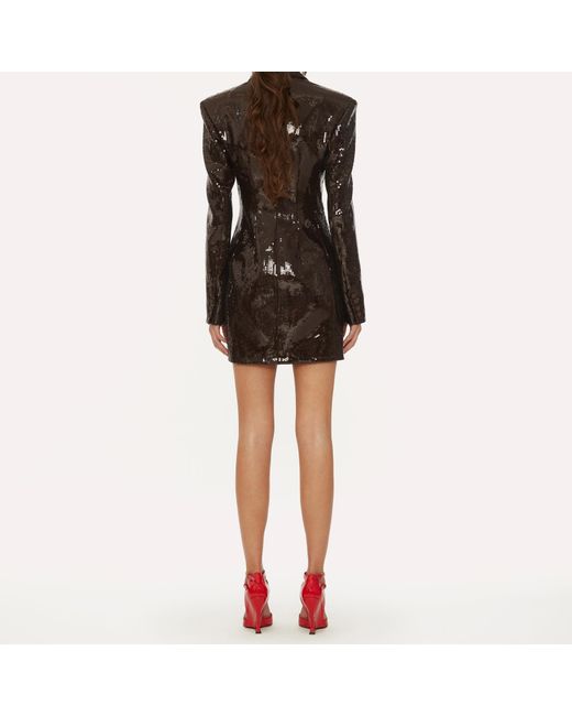 ROTATE BIRGER CHRISTENSEN Black Sequinned Mini Blazer Dress