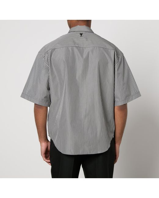 AMI Gray Boxy Fit Cotton-Poplin Shirt for men