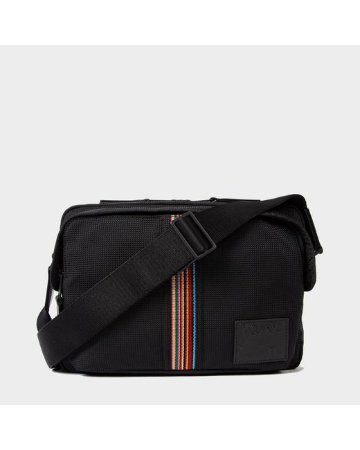 Paul Smith Black Stripe Logo-patched Mesh Camera Bag for men