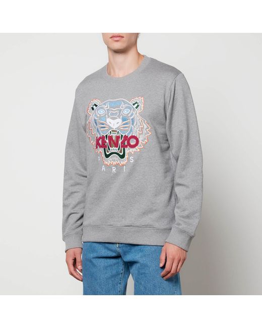 KENZO Gray Tiger Cotton-jersey Sweatshirt for men