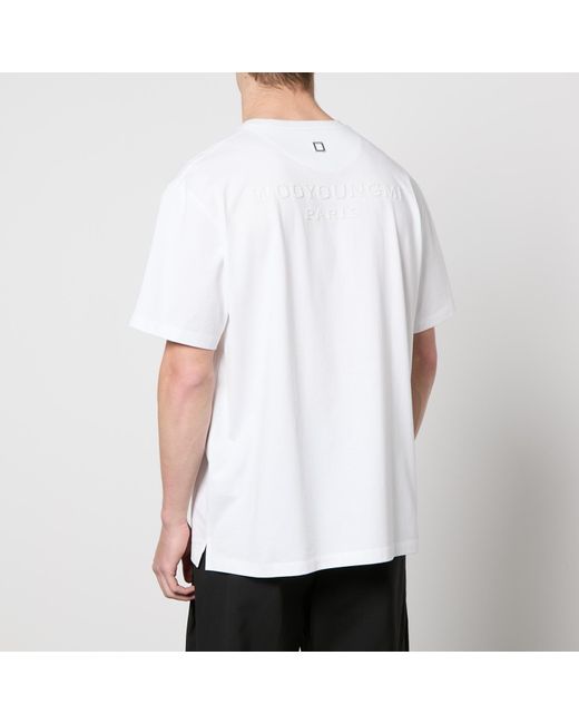 Wooyoungmi White Tonal Back Logo Cotton-Jersey T-Shirt for men