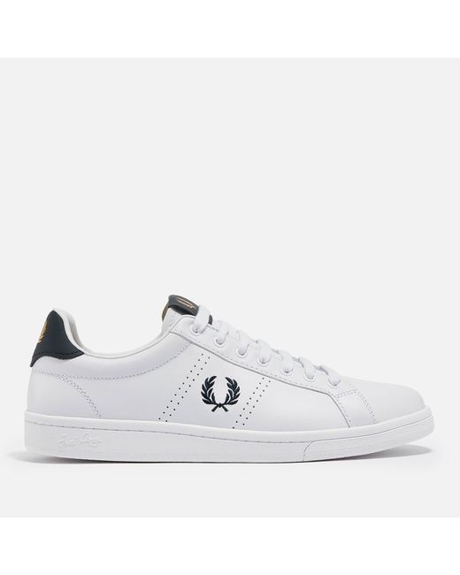 Fred Perry Tennis Embroidered Leather Trainers in White for Men | Lyst
