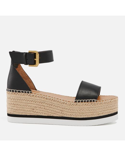 See By Chloé Glyn Leather Espadrille Sandals in Metallic | Lyst UK
