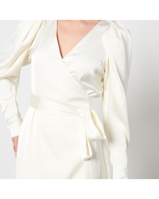 ROTATE BIRGER CHRISTENSEN White Satin Wrap Midi Dress
