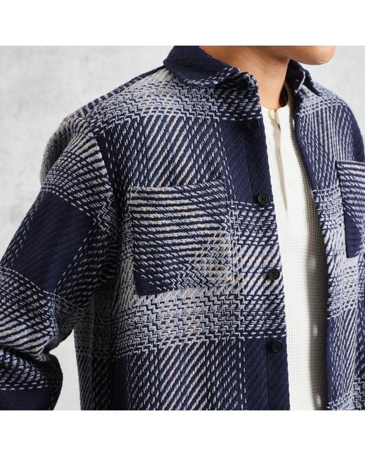 Wax London Blue Whiting Checked Cotton-Blend Overshirt for men