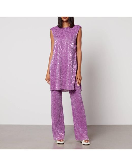 Stine Goya Purple Isha Sequined Jersey Mini Dress