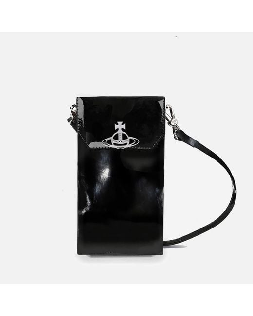Vivienne Westwood Black Patent Leather Crossbody Phone Bag