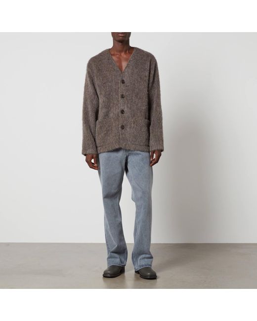 Our Legacy Brown Brushed-Knit Cardigan for men