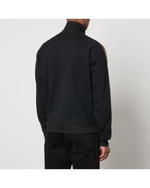 Fred Perry Black Embroidered Cotton-Blend Track Jacket for men