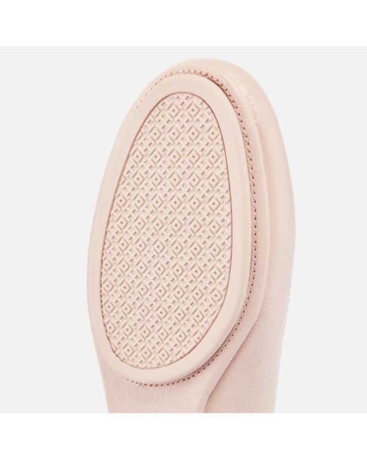Tory Burch Pink Minnie Travel Leather Ballet Flats