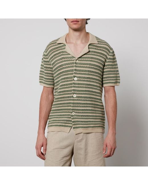 NN07 Green Henry Crocheted Cotton Shirt for men
