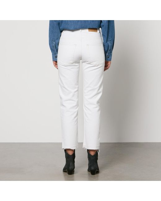 Isabel Marant White Jemina Denim Cropped Straight-Leg Jeans
