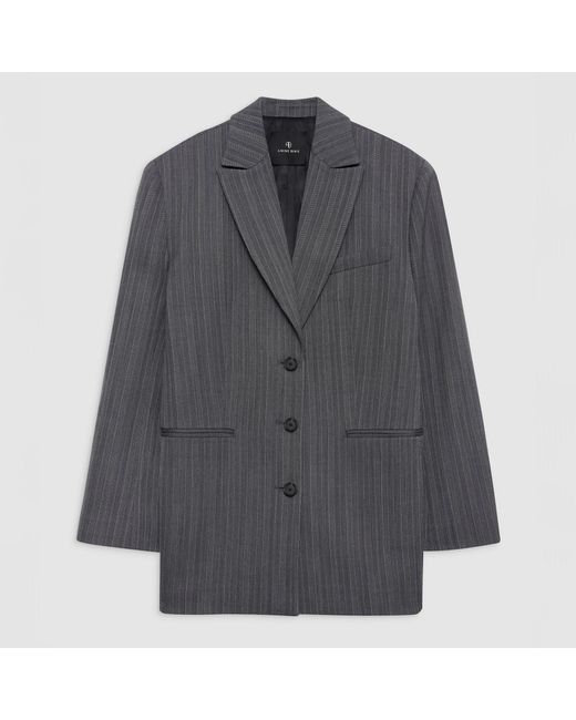 Anine Bing Gray Declan Wool-Blend Blazer