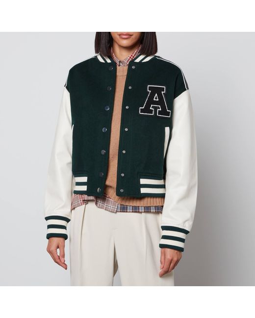 Axel Arigato Green Ivy Wool-blend And Faux Leather Varsity Jacket