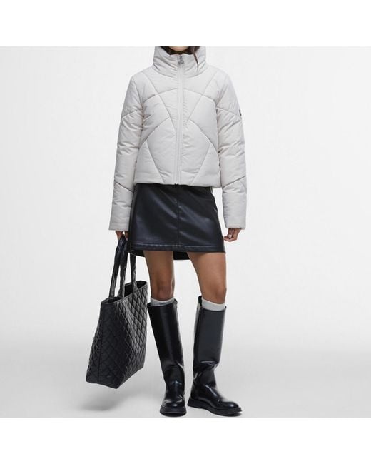 Barbour Gray Rowen Quilted Shell Jacket