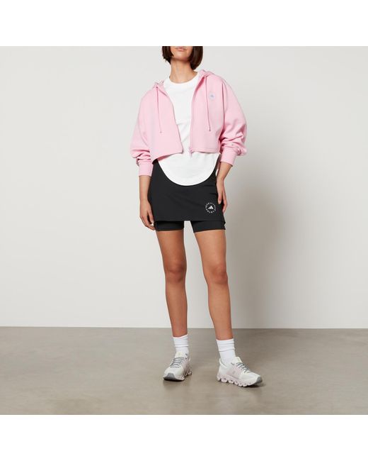 Adidas By Stella McCartney Pink Asmc Cropped Cotton-Blend Hoodie