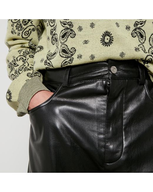 Nanushka Black Aric Faux Leather Straight-Leg Trousers for men