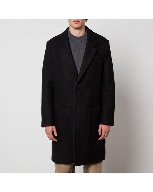 AMI Black Wool Coat for men