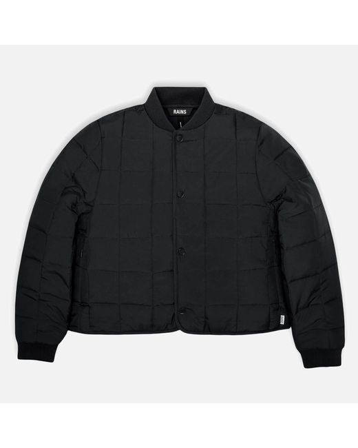 Rains Black Quilted Shell Liner Bomber Jacket