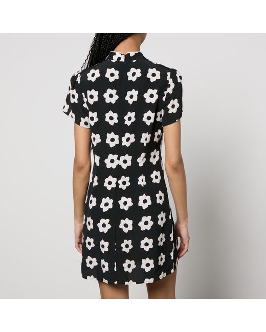 Kitri Black Harlow Floral-Print Crepe Mini Dress