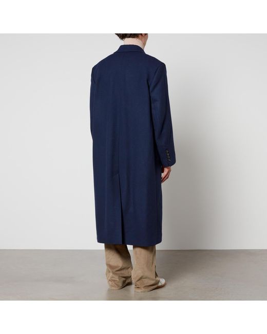 AMI Blue Wool-Blend Oversized Coat for men