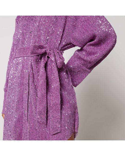 Stine Goya Purple Isolde Sequined Gauze Mini Dress