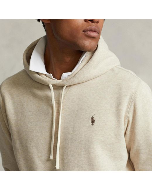Polo Ralph Lauren Logo-embroidered Cotton-blend Jersey Hoodie in Natural  for Men | Lyst UK