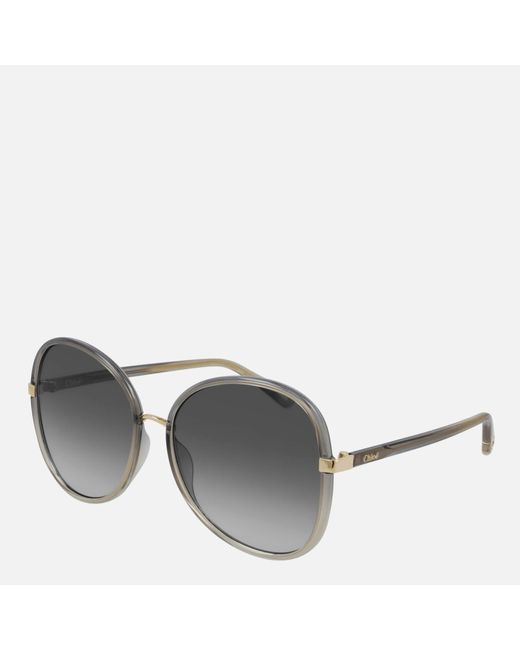 Chloé Gray Oval Oversized Acetate Sunglasses