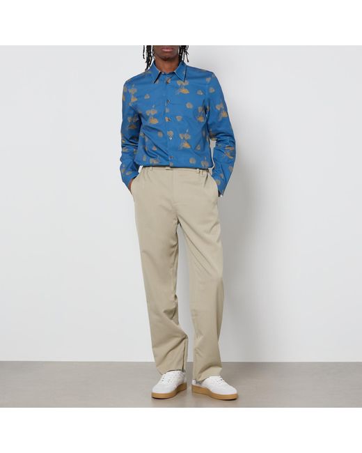 Paul Smith Blue Tailored Fit Cotton-Poplin Shirt for men