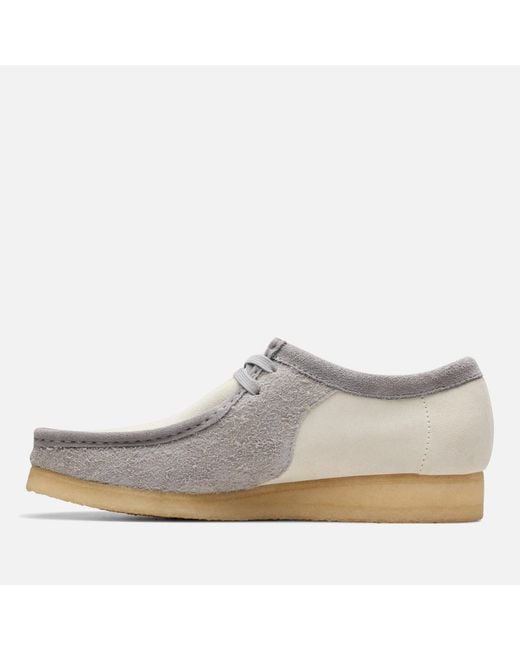Clarks White Wallabee Brushed Suede Shoes for men