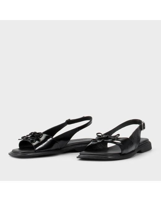 Vagabond Black Vagabond Izzy Patent Leather Flat Sandals
