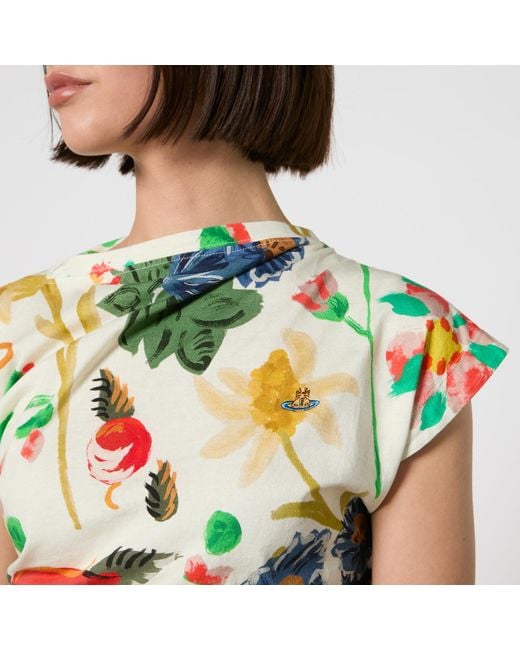 Vivienne Westwood Green Hebo Floral-Print Cotton Top