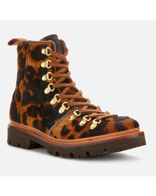 cat leather hiker boots in leopard