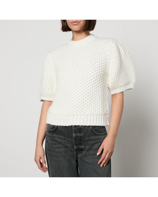 Anine Bing White Brittany Wool-Blend Sweater